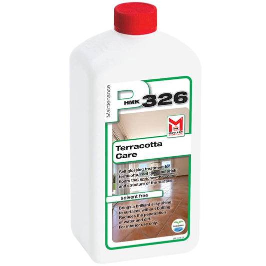 Bottle of Terracotta Care with red cap on a white background