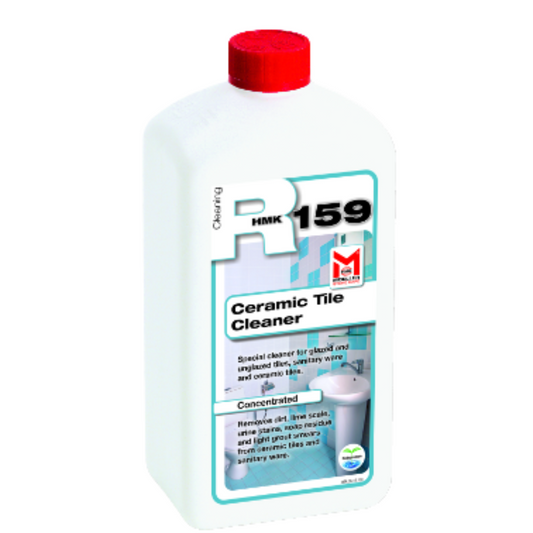 Bottle of Ceramic Tile Cleaner with red cap on a white background